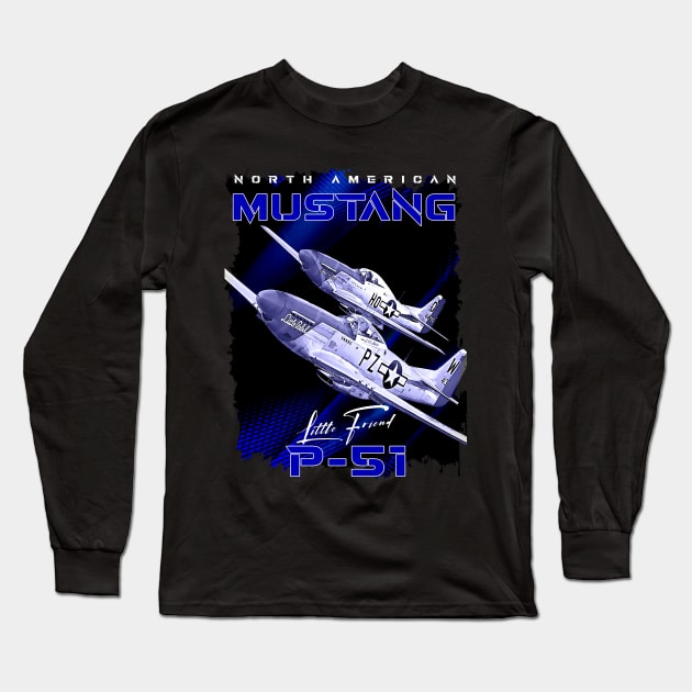 Mustang P51 Fighter Aircraft Long Sleeve T-Shirt by aeroloversclothing